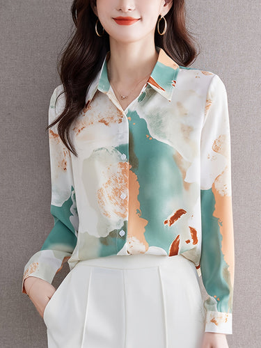 Elegant Watercolor Print Shirt My Western